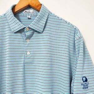 Peter Millar Men's Striped Golf Palmetto Dunes Polo Shirt Large